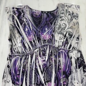 Apt. 9 Purple, White & Black Printed Maxi Dress